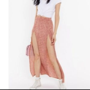 Nasty Gal Split Front Maxi Skirt Red Animal Print Size 4